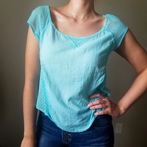 Tiffany Blue Sheer Panel Fashion Top